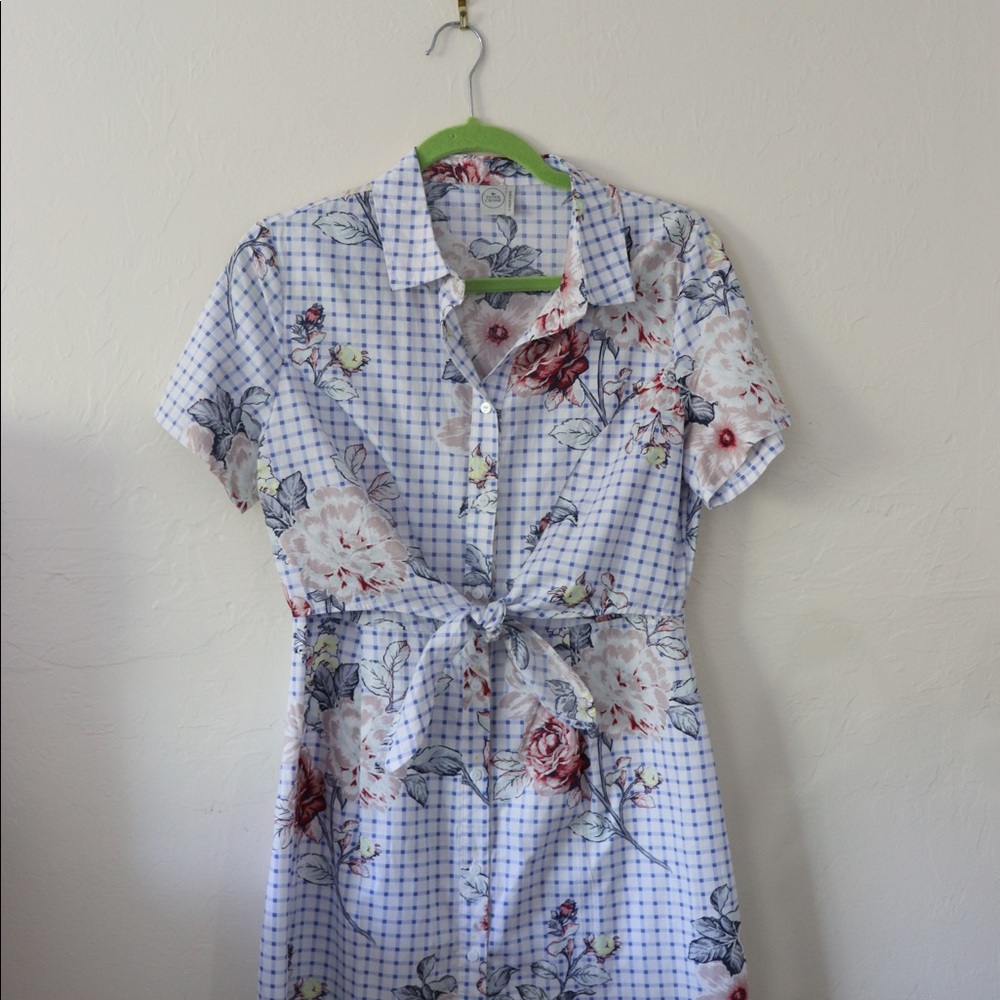 Beautiful checkered dress with roses
